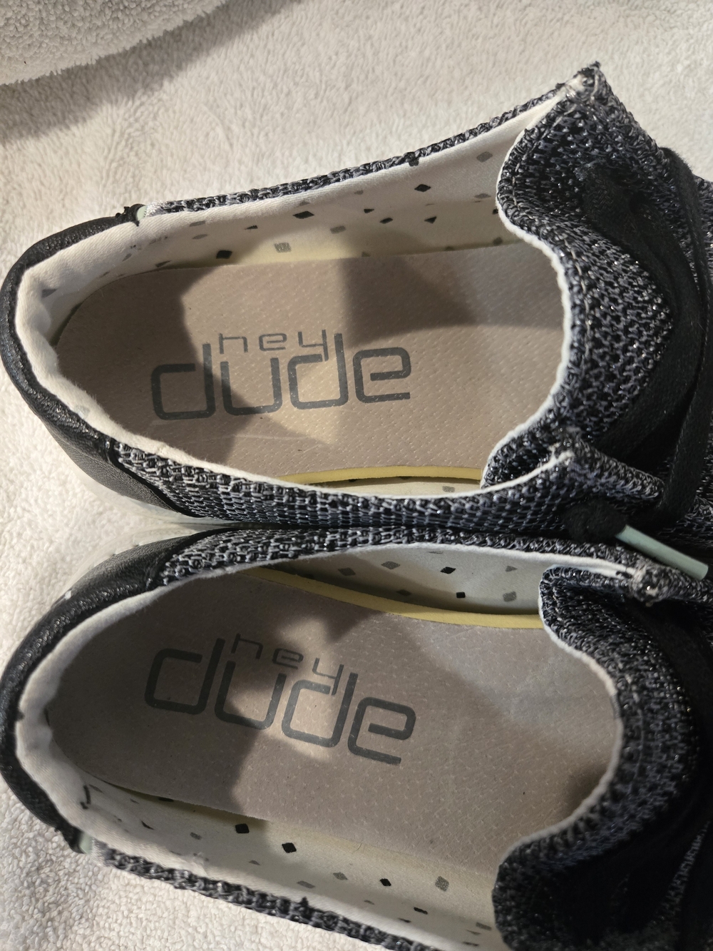 Hey Dude Women's Black and White Knit Slip-On Loafers - Picture 5 of 7